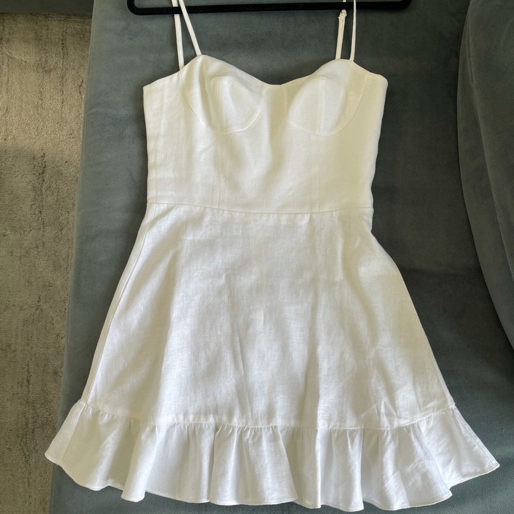 Reformation Kiernan Dress White Linen - Size 4 6